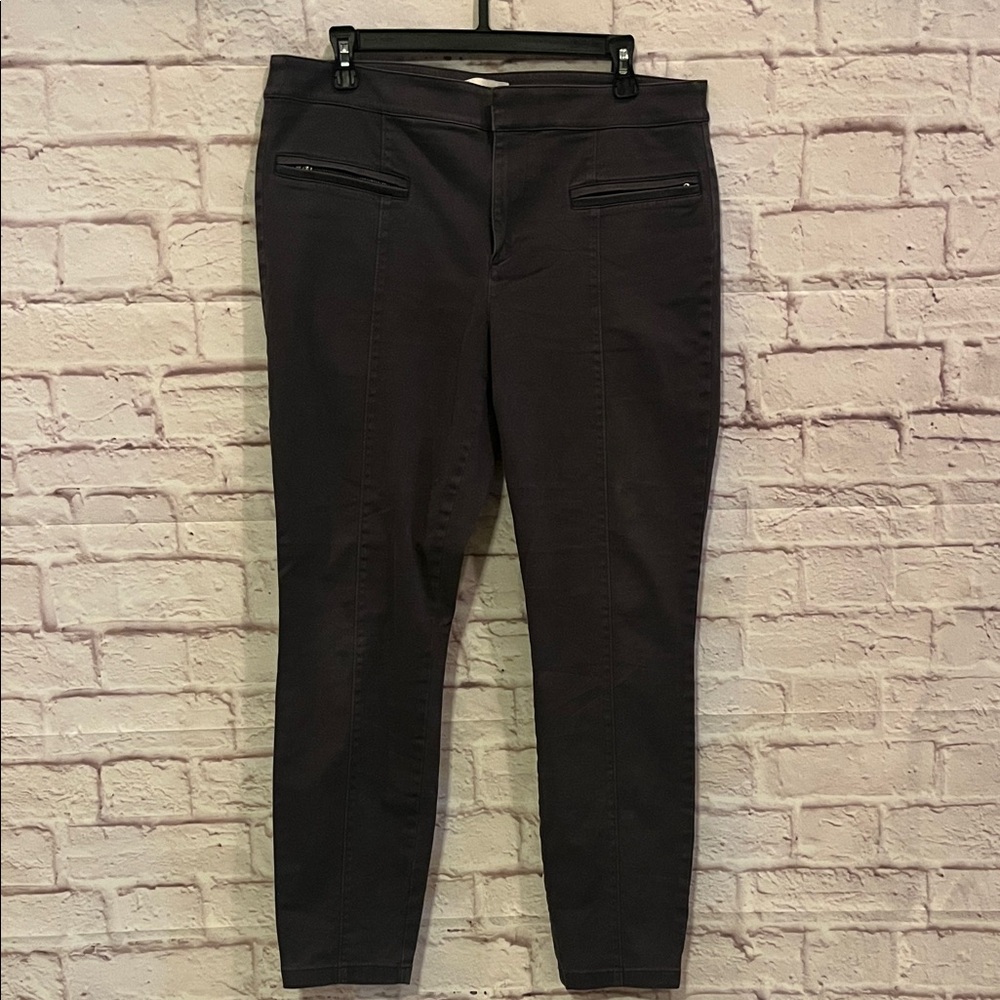 Loft Gray Skinny Ankle Pants featuring front  zipper pockets and stretch